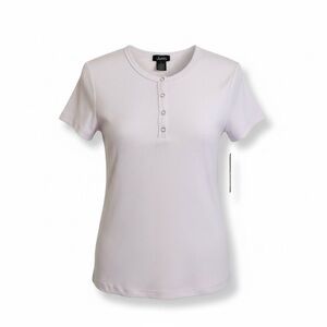 Justify Women's white Short Sleeve half-button Tee